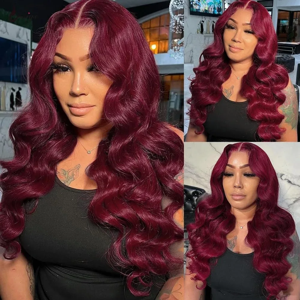 99J Burgundy 100% Brazilian Human Hair Bundles Body Wave Bundles Remy Human Hair Weave Extension 1/3/4 Pcs Body Wave Red Colored