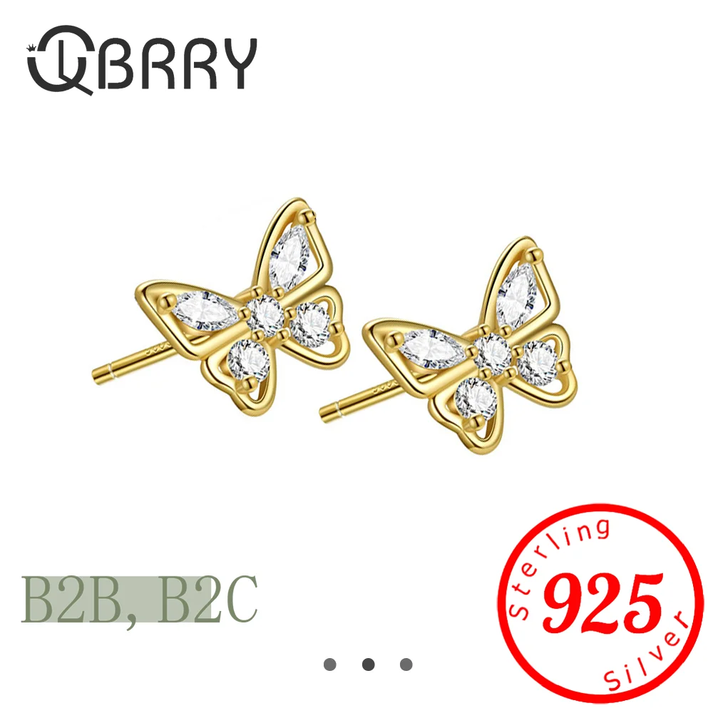 

Korean Elegant Cute Rhinestone Butterfly Stud Earrings For Women Girls Fashion Metal Chain Boucle D'oreille Jewelry Gifts