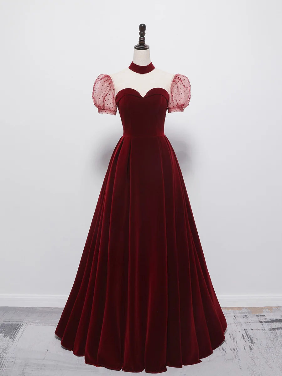 Princess Dress Elegant Lovely Wine Red Bride Wedding Toast Banquet Performance Wedding Dress Evening Dress Ball Gown