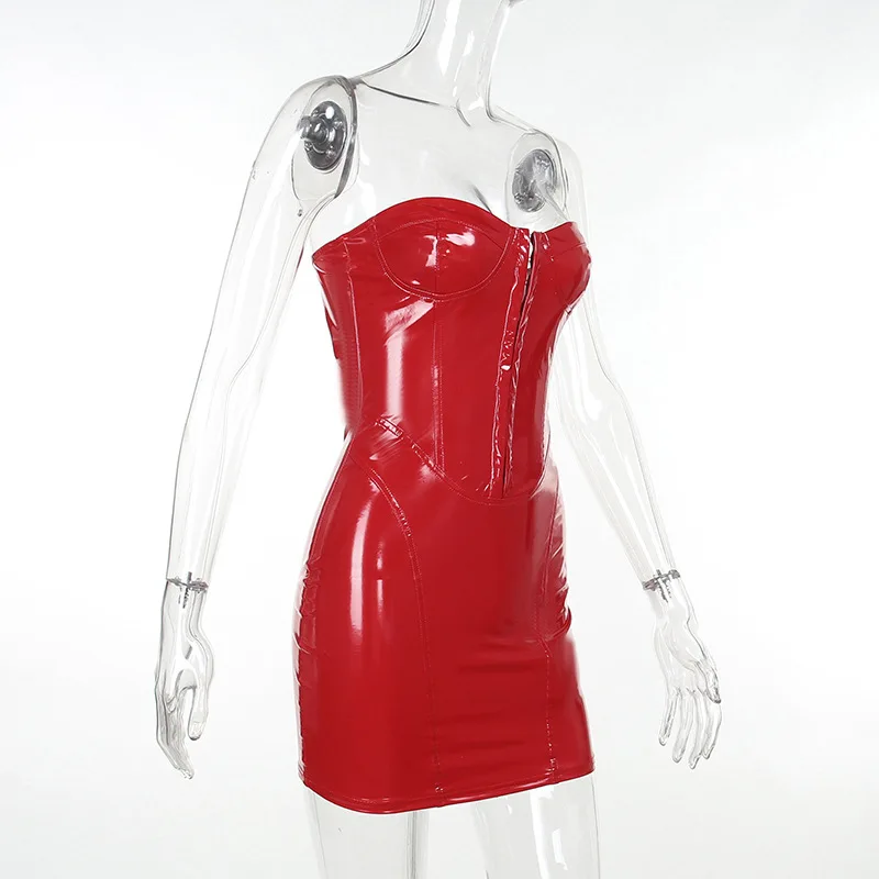 open lace back dress Plus size Sexy Nurse Cosplay Costume Red Latex Dress