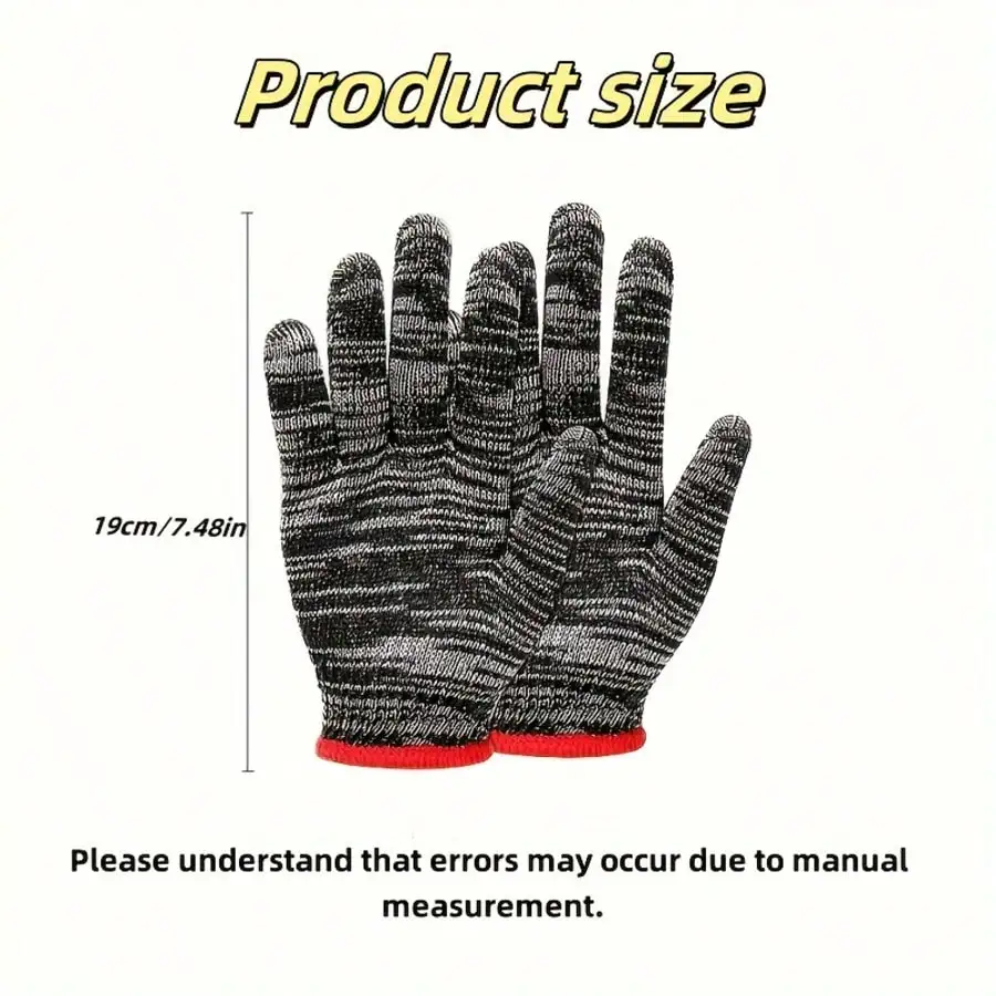 6 Pairs Polyester Rope Knitted Shell Safety Protection Work Gloves Suitable for Industrial Machinery Construction Personnel