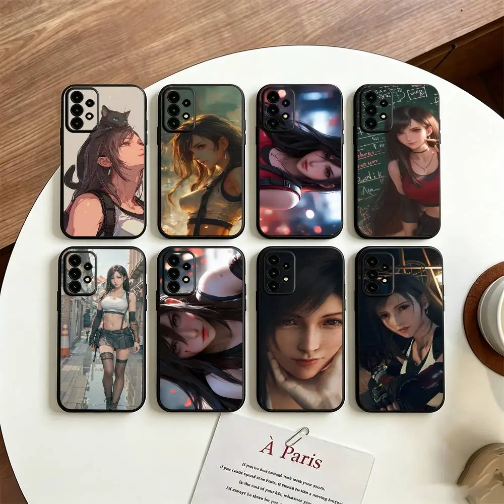 Tifa Lockhart For Samsung S25,24,21,22,23,30,Ultra,20,Plus Black soft silicone case