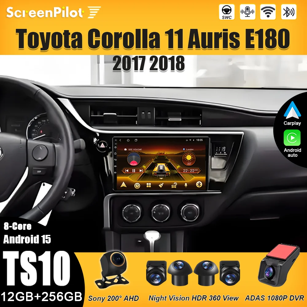 

Android 15 Toyota Corolla 11 Auris E180 2017 2018 Multimedia Video Player Carplay Touch Screen RDS 8 Core 5G Bluetooth RDS