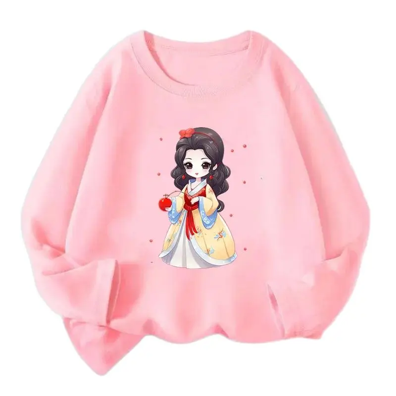 Cute Princess Cartoon Girl T-shirts Kids Kawaii Clothes Baby T Shirts Children New Long Sleeve Clothing Graphic T-shirt