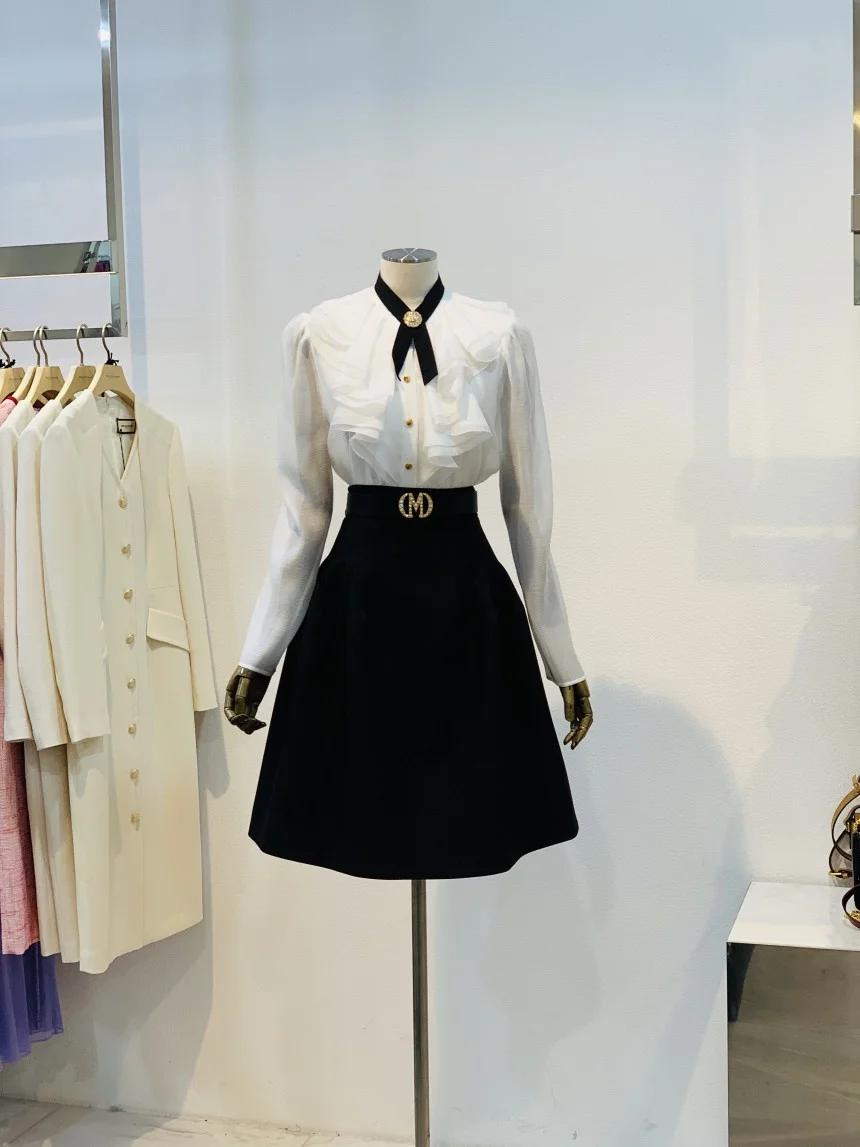 

Модная женская юбка А-силуэта с высокой талией, премиум-класса, новая коллекция 2023, корейский стиль, для офиса, пышная, средней длины, на осень