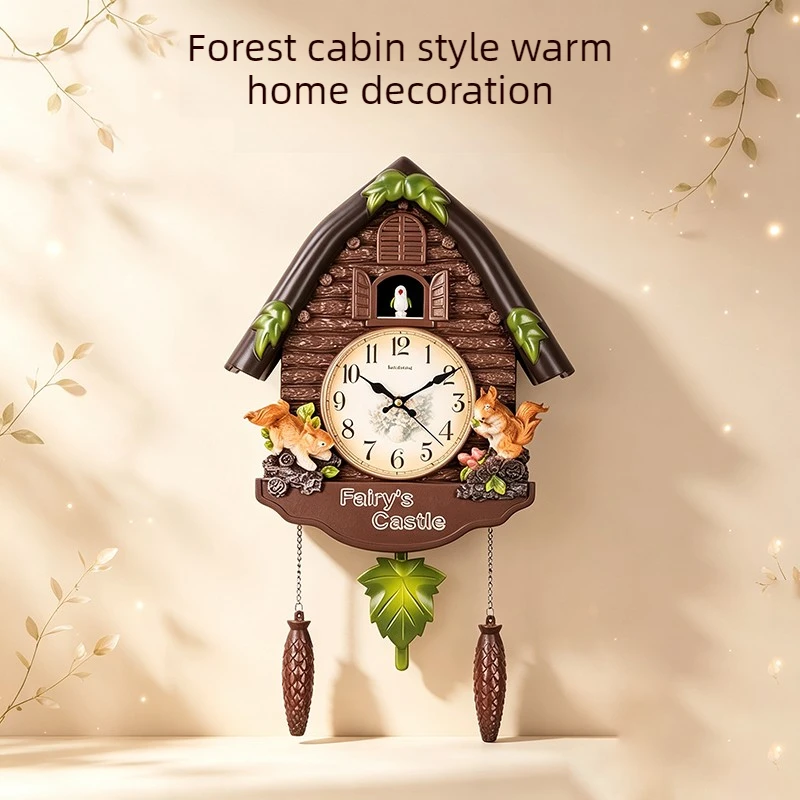 Nordic Wall Cuckoo Clock with Bird Music Living Room Cuckoo Clock Bedroom Children Room Clocks Hourly Luxury Creative Watch