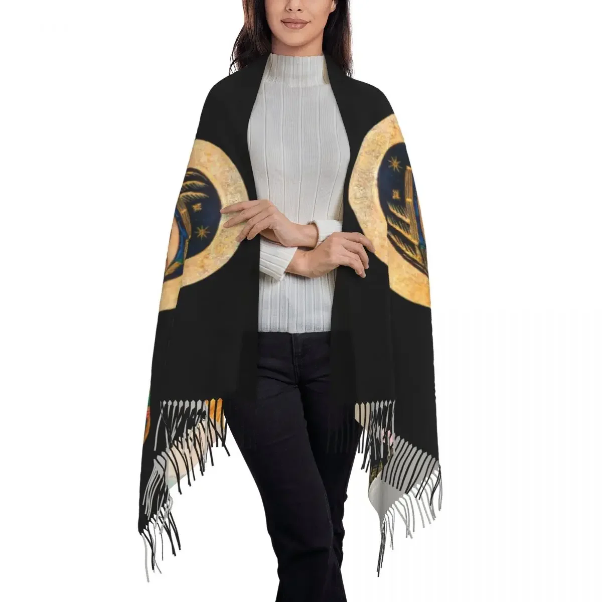 Luxury Our Lady Of Perpetual Help Tassel Scarf Women Winter Warm Shawl Wrap  Catholic Virgin Mary Scarves