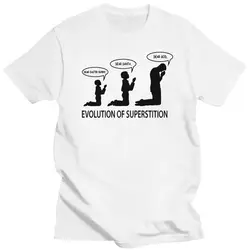 2022 Superstition Evolution - Mens Funny Atheist T-Shirt Atheism Printing Apparel? Tee Shirt