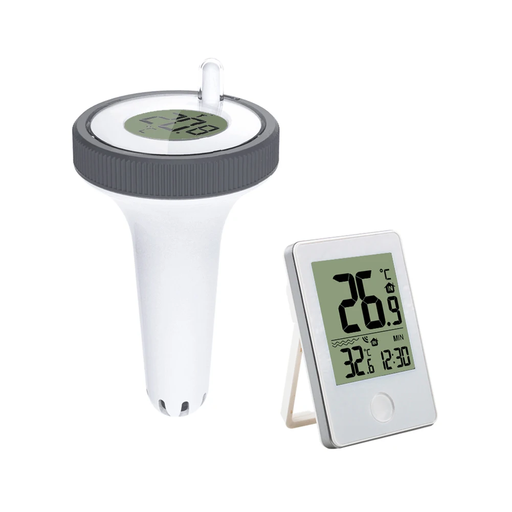 Floating Water Thermometer with Indoor Temperature Humidity Monitor Pool Water Thermometer Waterproof for Fishing Pond Aquariums