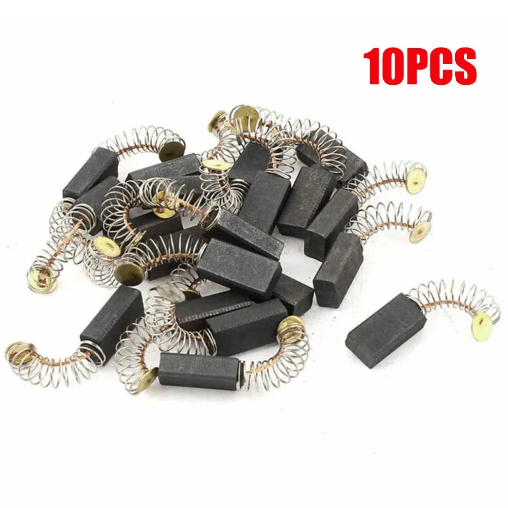 Newest Hot Sale Carbon Brushes 10Pcs Carbon & Metal Gray & Brass Tone Ring Terminal 10pieces 6x10x16mm Accessory