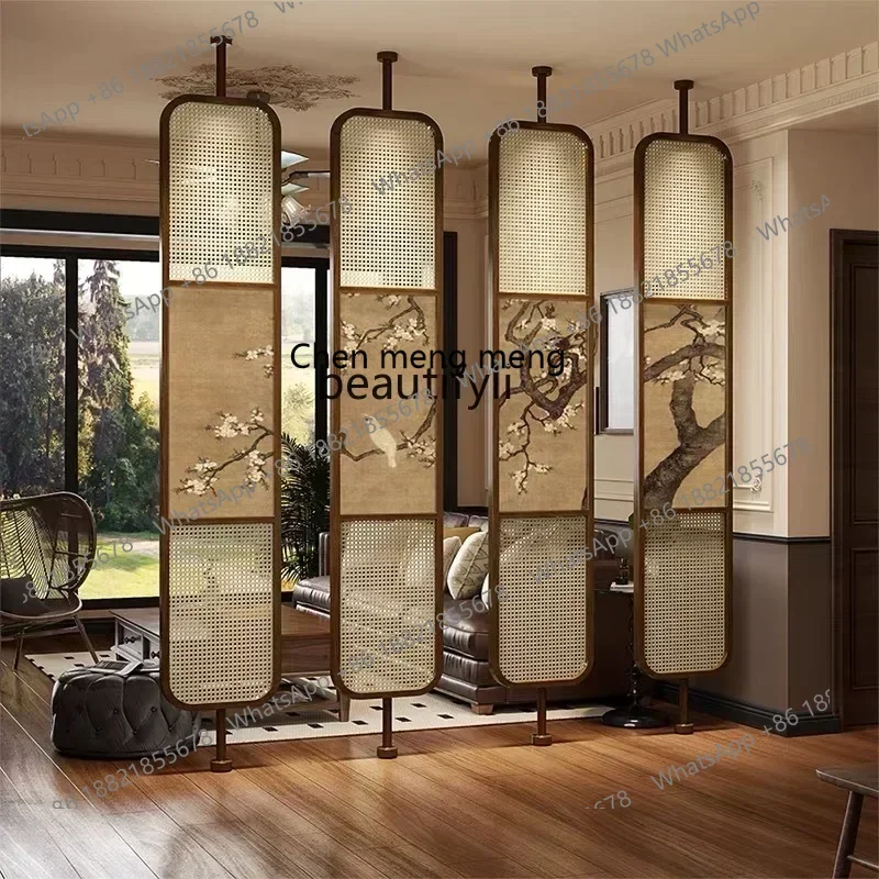 D178 A Japanese rattan screen living room partition solid wood rotating home hotel homestay shelter