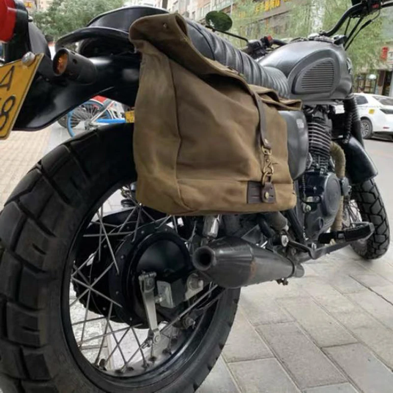 Universal Motorcycle Luggage Bags Side Bags for BMW R NineT Racer Bike Travel Bag Waxed Canvas Helmet Bag Waterproof Wearable