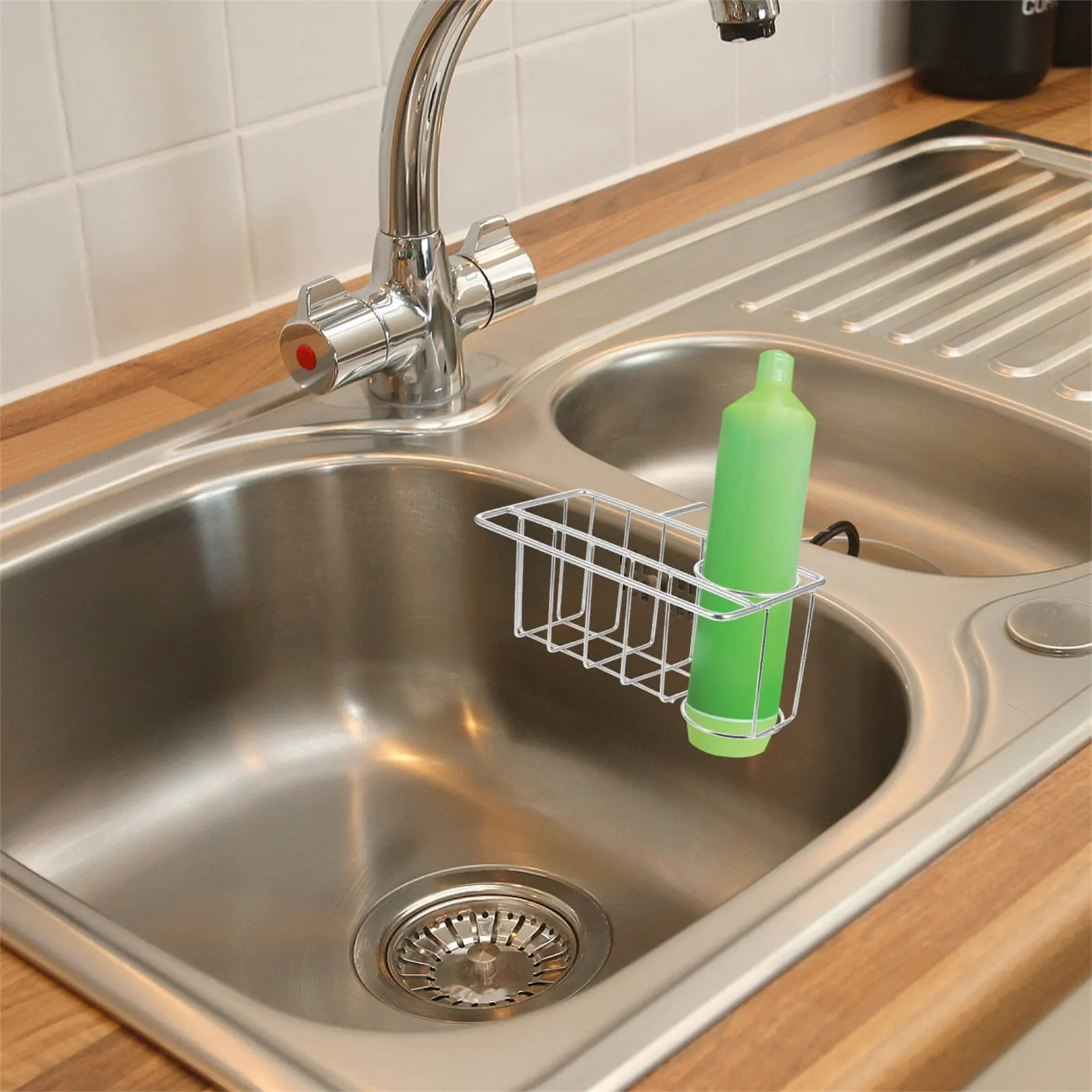 Smooth Finish Stainless Steel Sink Wall Mounted Kitchen Sponge Holder Drying Rack for Sponge Soap Brush Towel Sink Organizer