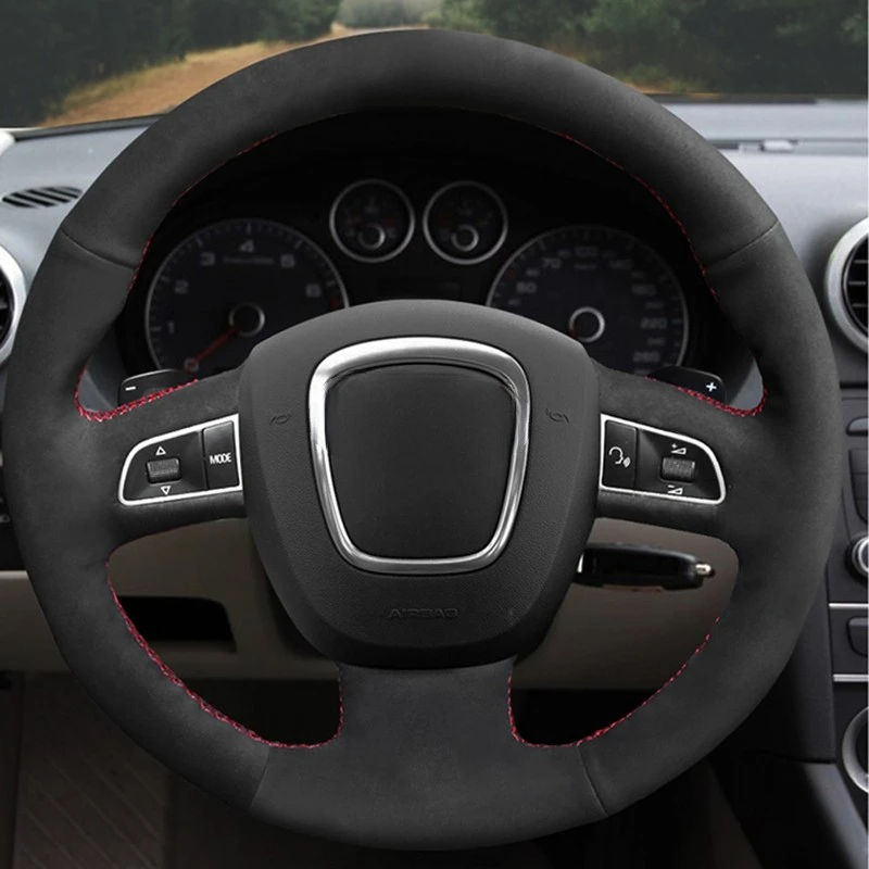 

Customize DIY Suede Leather Car Steering Wheel Cover For Audi A5 S5 2008-2012 A3 2006-2013 S6 Q7 2007-2011 RS4 2007-2008