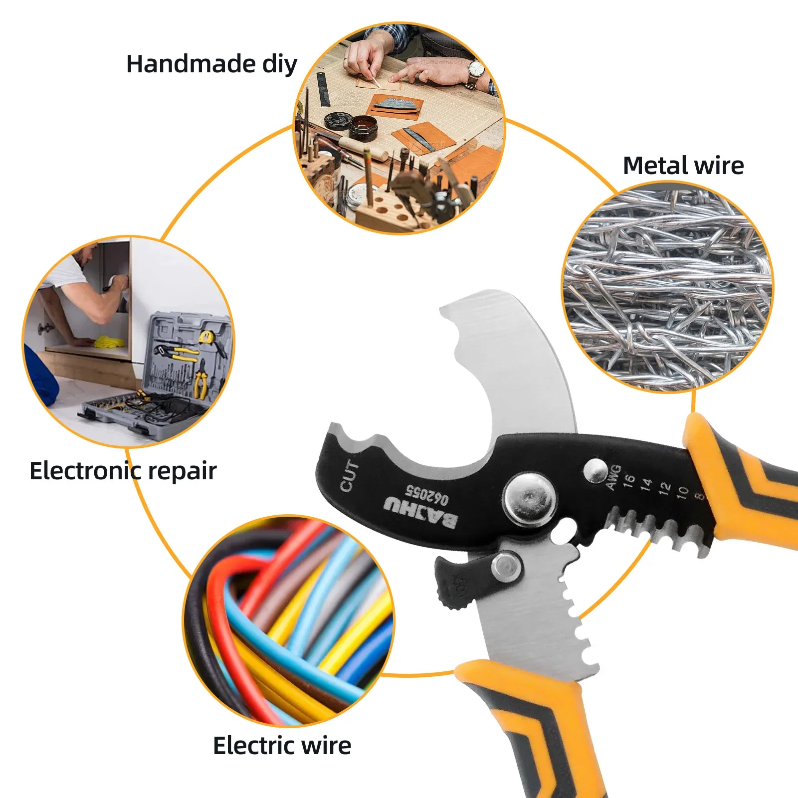 Multifunctional 8 inch Wire Stripper Cable Cutting Scissor Stripping Pliers Cutter 1.6-8mm Hand Tools Ferramentas Herramientas