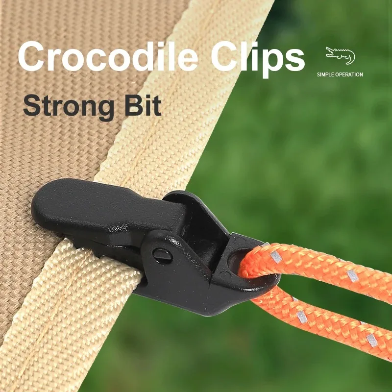 1-40PCS Camping Tent Hook Crocodile Clamp Clip for Outdoor Camping Anti-wind Fixed Buckle with Point Hanging Buckle Plastic Clip