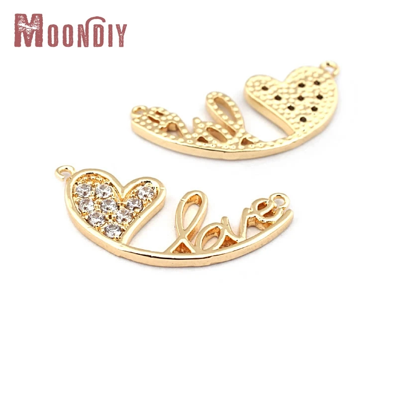 

18-каратное золото, латунь и циркон, 2 отверстия, подвески LOVE Connect, подвески, высокое качество, принадлежности для изготовления ювелирных изделий своими руками, ожерелье, серьги