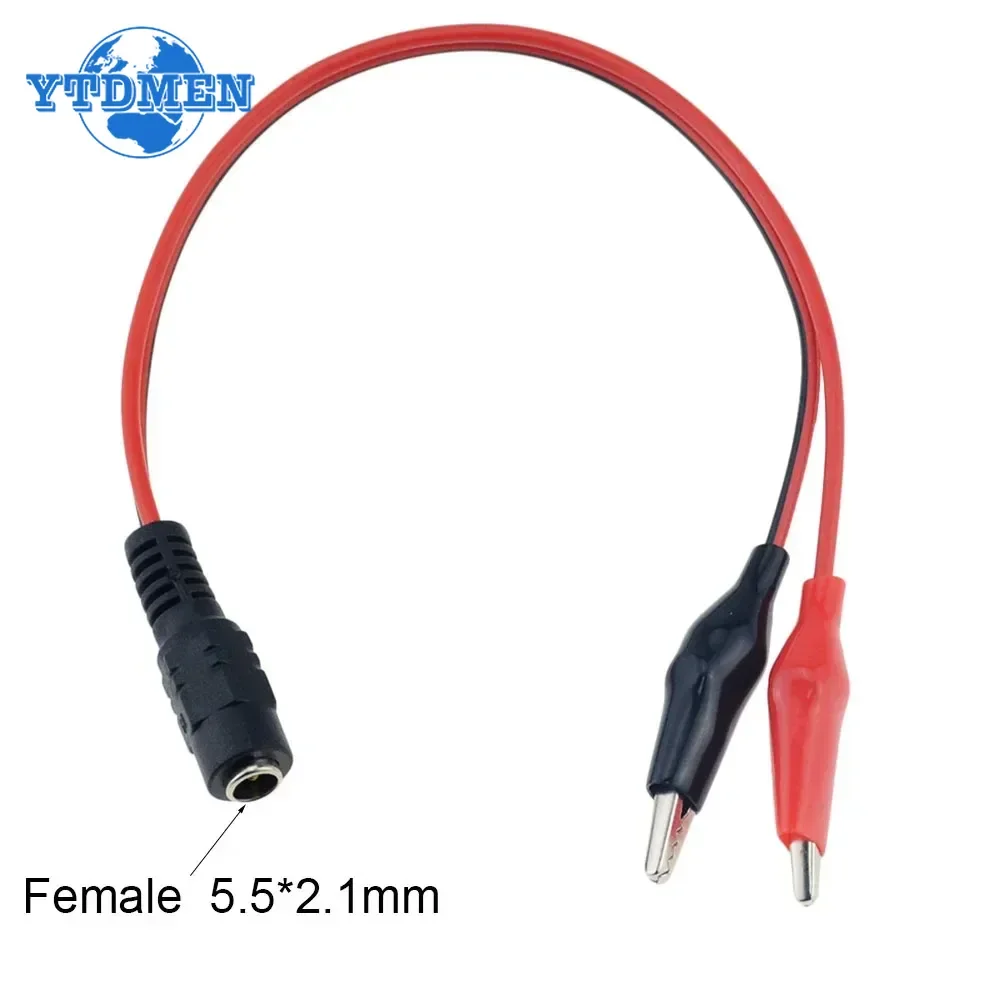 1PCS 5,5*2,1mm Alligator Clip DC Power Stecker Stecker Adapter Stecker 25CM Test Führt Draht Krokodil männlich Weiblich Verbinden Linie