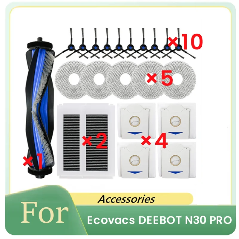 

Комплект запчастей A63Z для робота-пылесоса Ecovacs DEEBOT N30 PRO: основная и боковые щетки, насадка для влажной уборки, фильтр
