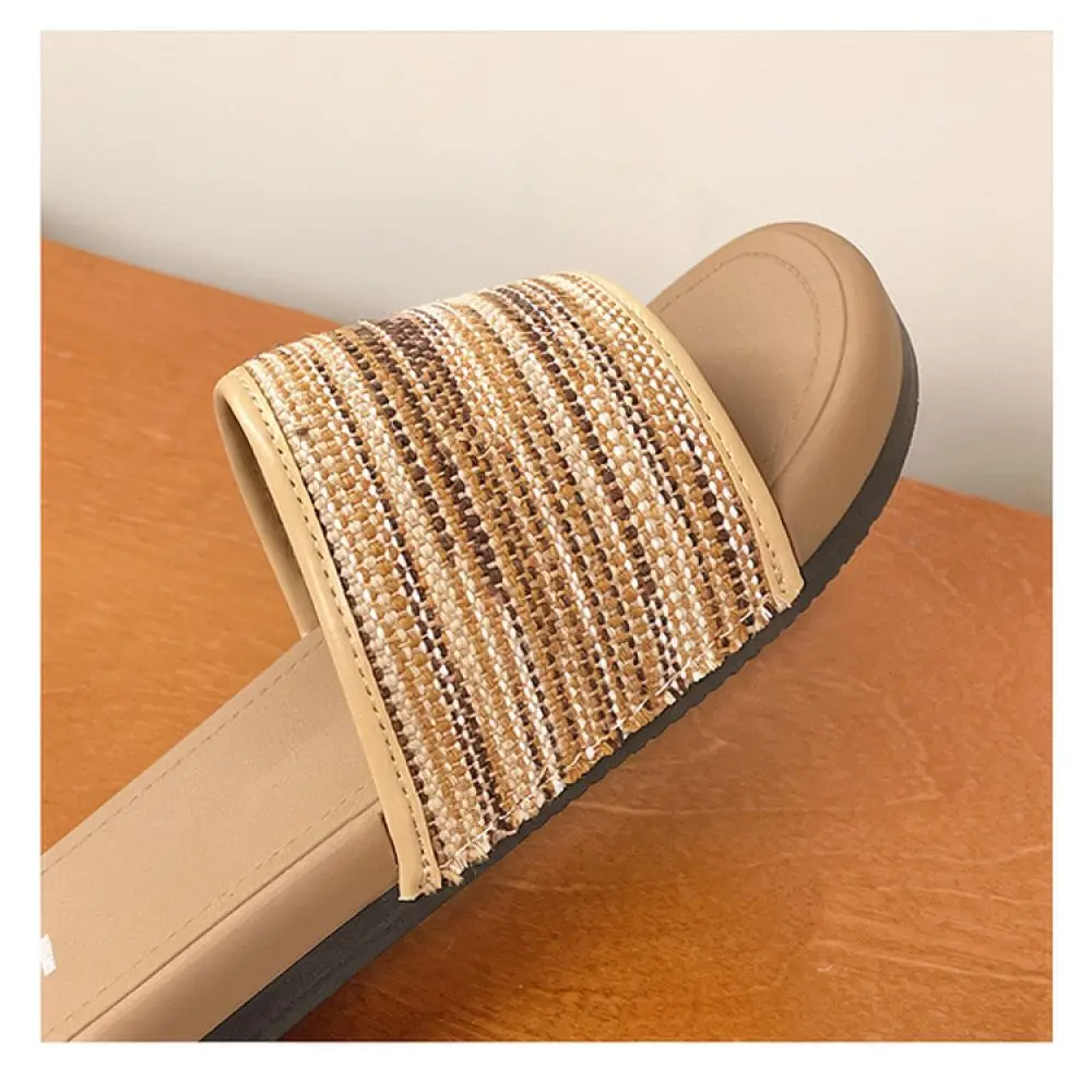 Stylish Women Braided Slide Sandals Summer Flat Slippers Casual Daily Fashion Open Toe Lightweight Beach Walking Footwear