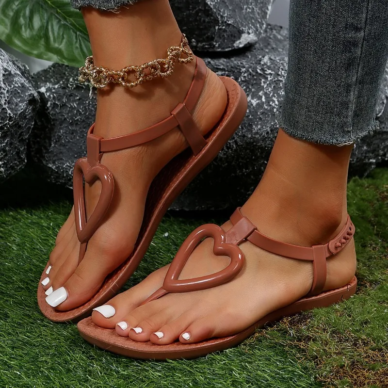 Roman Sandals Clip Toe Flip Flops Women Summer  New Love Flat Sandals College Style Open Toe Soft Shoes