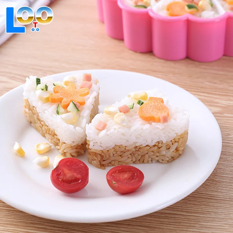 Stampo per sushi fai-da-te Triangolo per il pranzo Palla di riso Scatola per il pranzo Cipolla Palla di riso Pressa per alimenti Triangolo per sushi Creazione di stampi Set di sushi Utensili da cucina