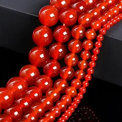 High Quality Natural Stone Red Agate Beads Smooth Carnelian Loose Spacer For Jewelry Making Diy Necklace Bracelet Accessory