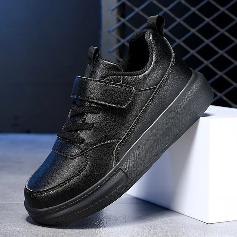 Children Shoes Leather Black School Boy Sneaker Luxury Smooth Kids Casual Sneaker Lightweight Sports Tennis Shoes for Boy