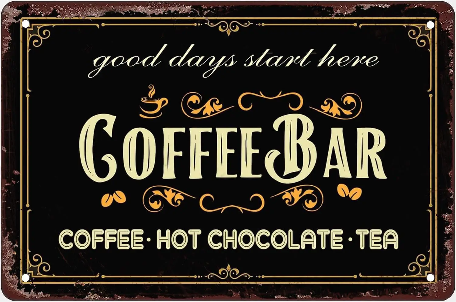 Funny Coffee Bar Tin Sign Hot Chocolate And Tea For Cafe Kitchen Store Bar Wall Decor Coffee Signs For Coffee Shop Decor Gift