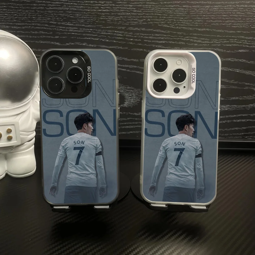 Korea S-Son H-Heung-mins-S Football Phone Case Phone Case IMD Color Silver Shell For IPhone 16 15 14 13 12 11 Pro Max Plus