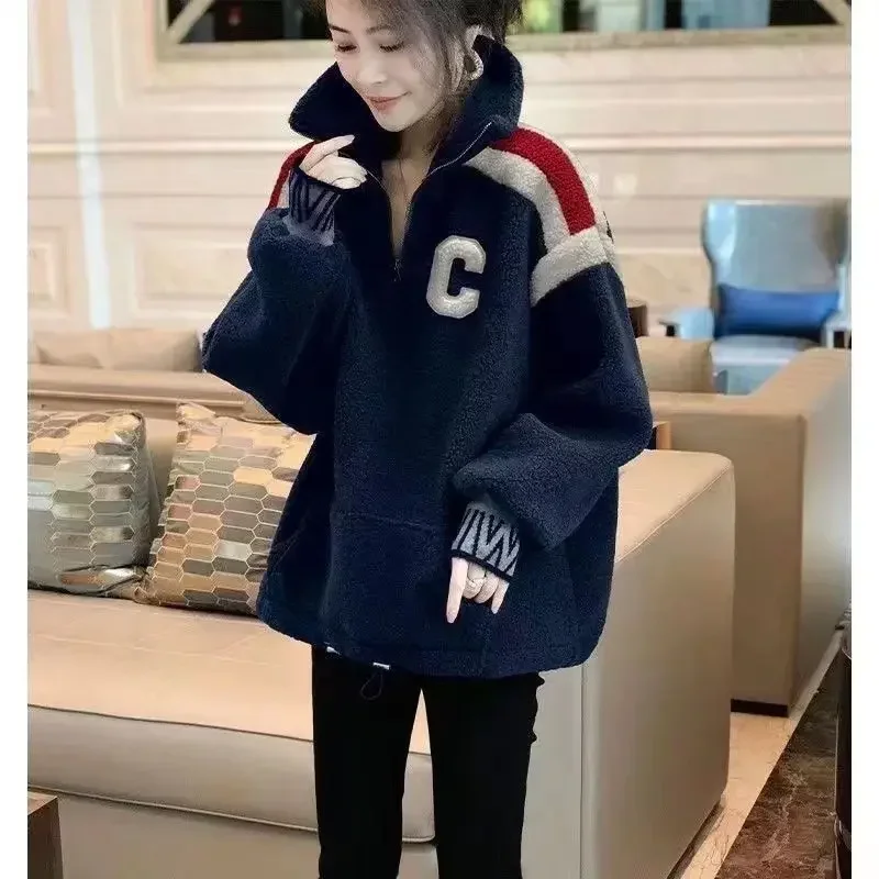 New Autumn Winter Women Golf Clothing Embroidery Tennis Jacket With Loose Design 2024 Golf Wear Plush Casual Thickened Top Wear