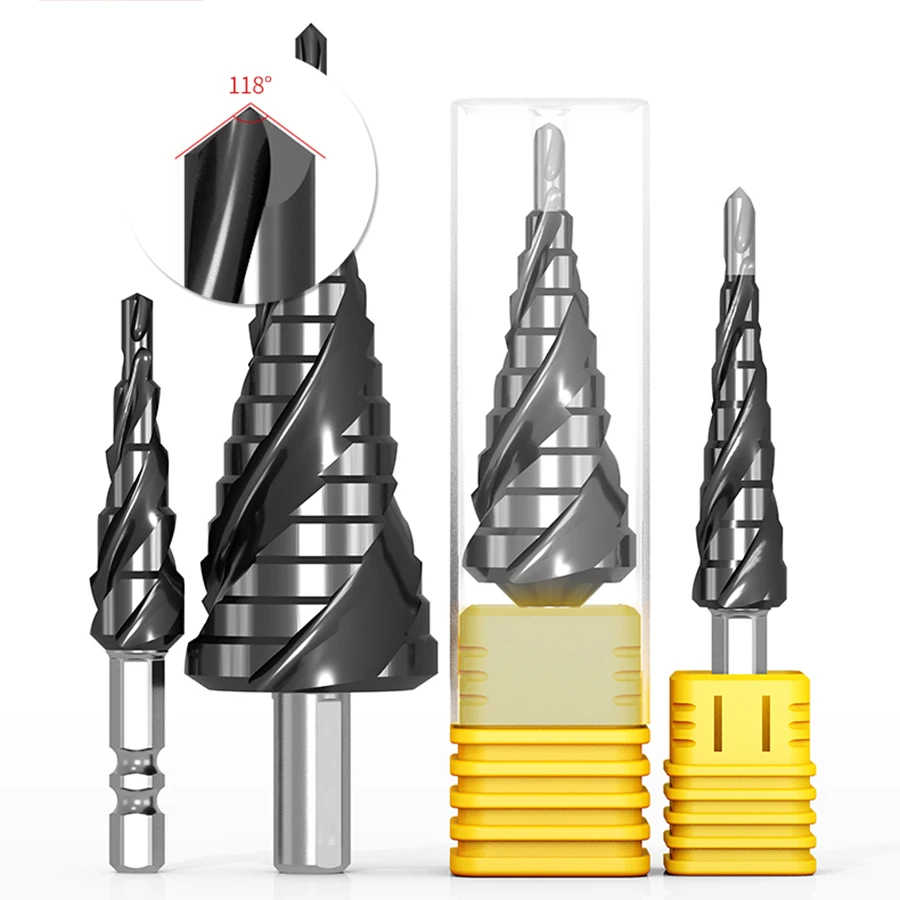 Pagoda drill containing cobalt 3-blade multi-functional metal conical reamer stainless steel aluminum alloy punching step drill