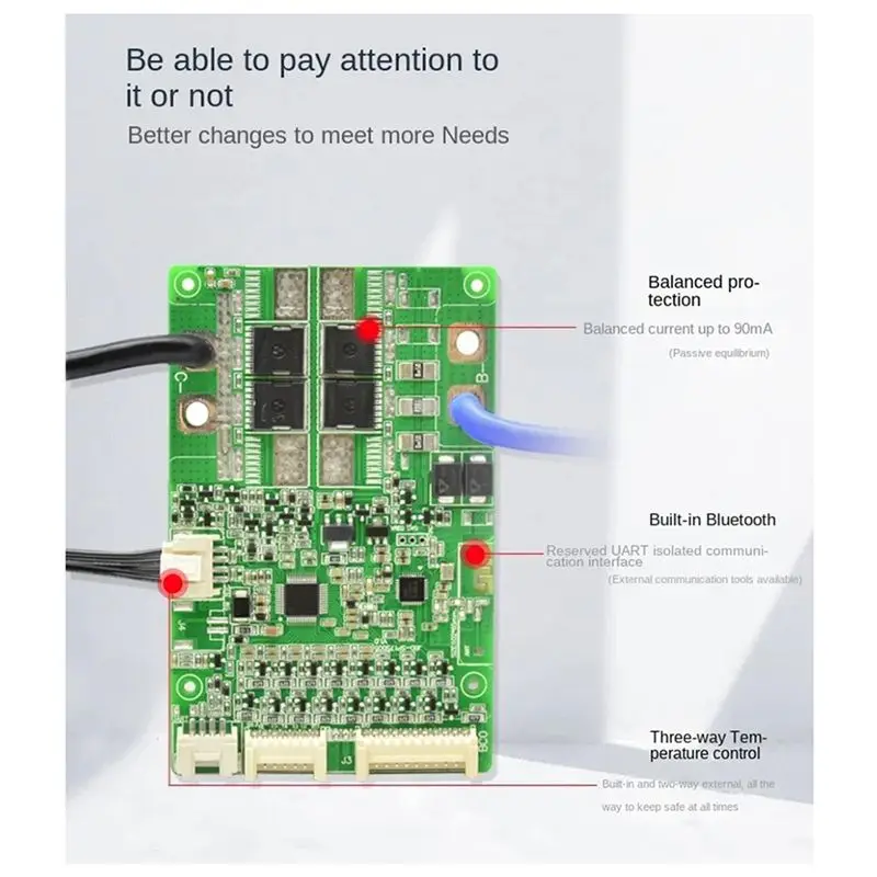 N82R Built-In Bluetooth Smart 10-17 Series Lithium Battery Protection Board 40A Ternary Same Port Protection Board