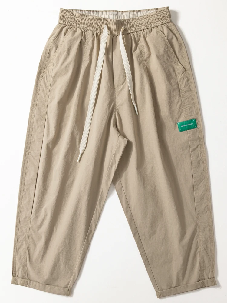 

Мужские летние тонкие быстросохнущие дышащие повседневные брюки свободного кроя с широкими штанинами, удобные, модные, брендовые, с низкой эластичностью, карго-шорты