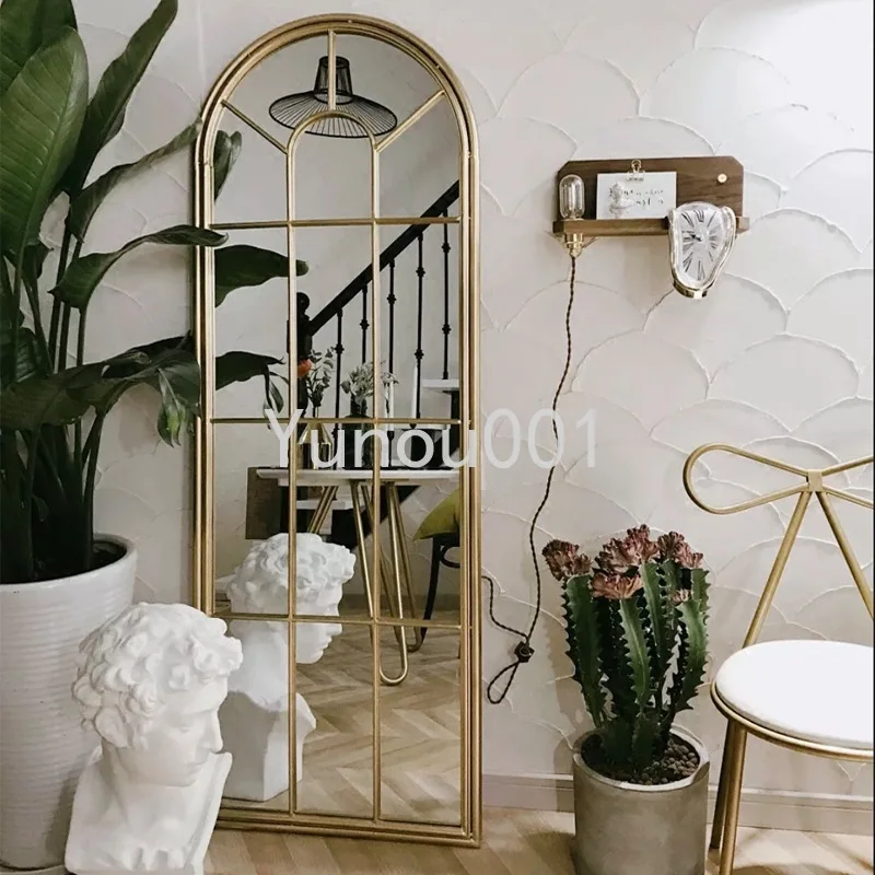 

European Style Retro Iron Art Home Clothing Store Wall Decoration Mirror, Floor To Ceiling Full Body Mirror