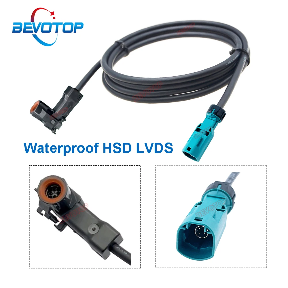 1PCS Waterproof HSD LVDS Video Line Water Blue Z Male to Black A Female Right Angle Jack 4-Core 535 HSD Cable Car Wire Harness