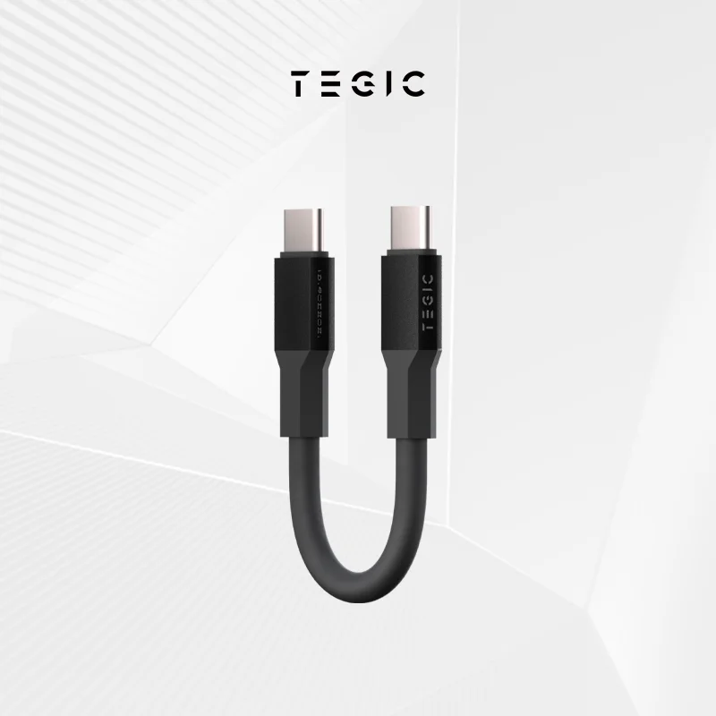 Portable TEGIC 14cm Skin Friendly Silicone 60W USB C to USB C Data Cable 30W USBC to 8Pin Fast Charging Cable for SSD PowerBank