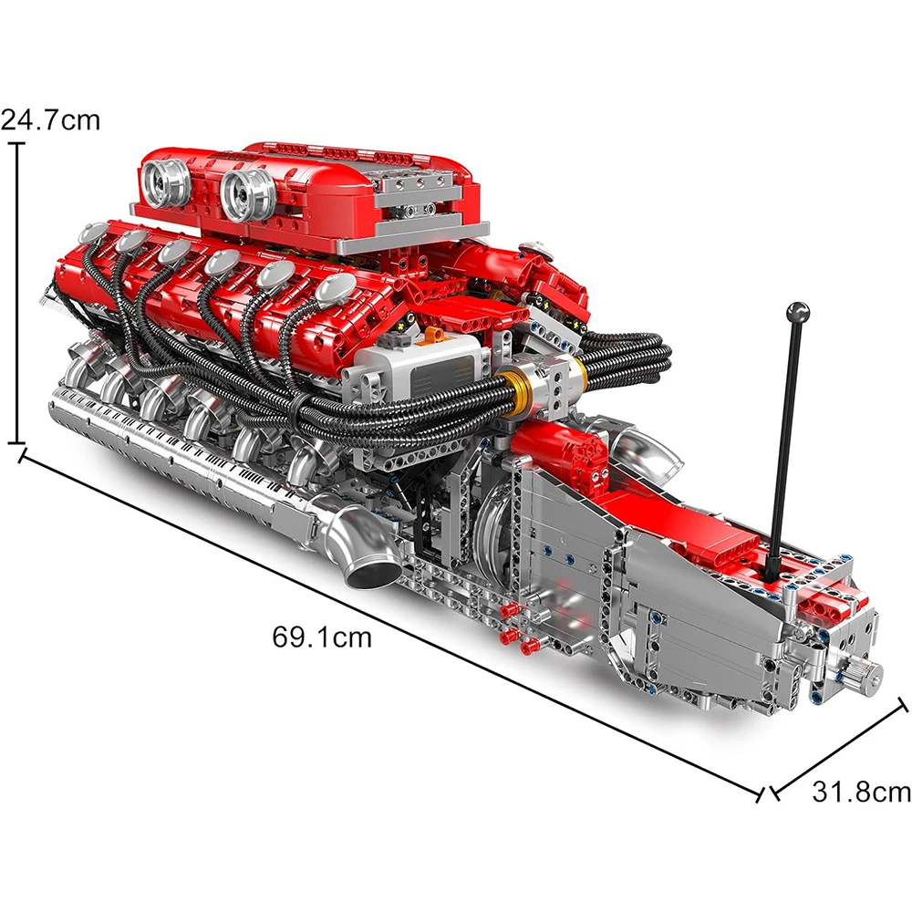 Molde rei 10169 v12 blocos de construção do motor montagem brinquedo motor elétrico unidade tijolos kit 12 cilindros modelo motor carro