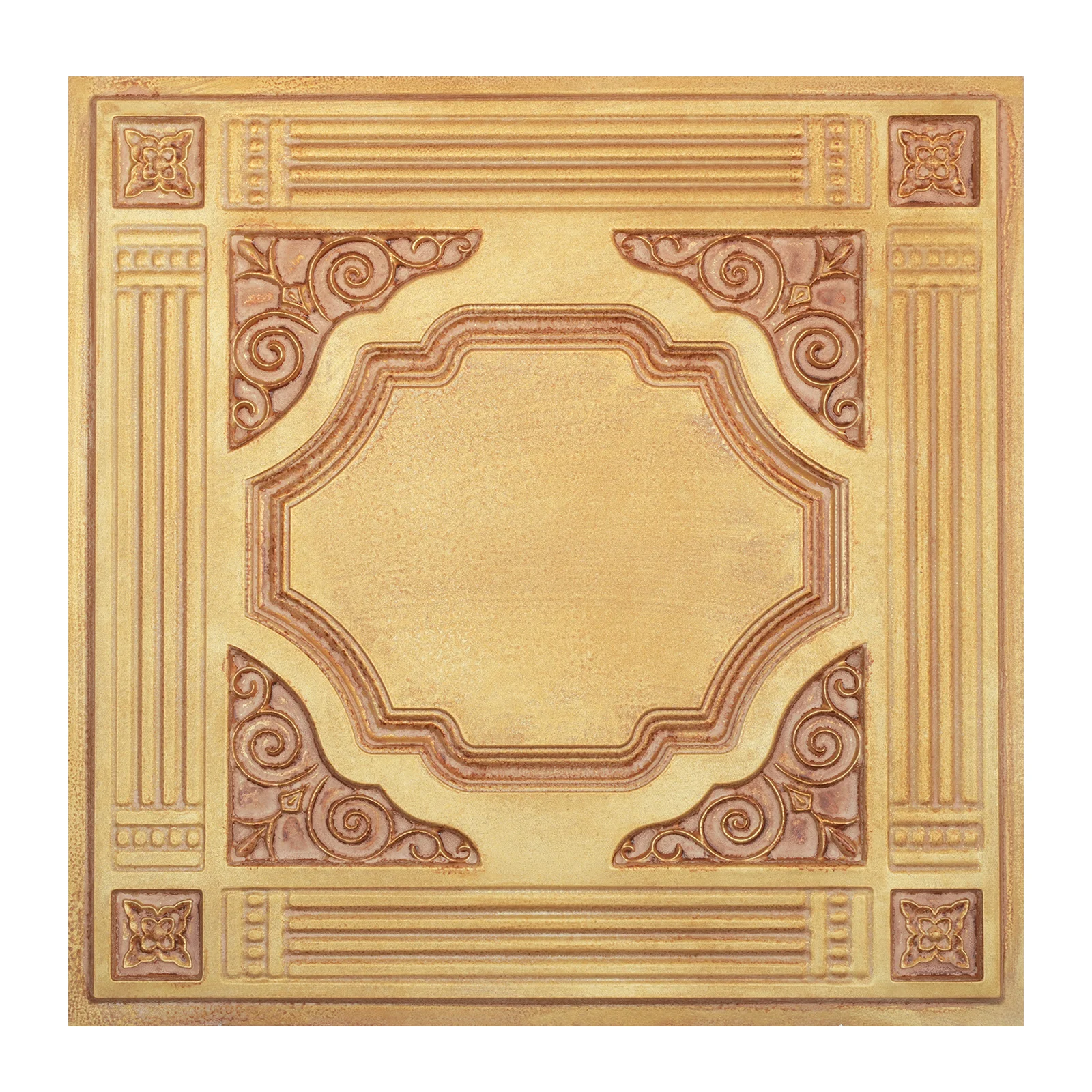 Artistic 3D Ceiling Tile Interior Decorative Panel Suspended Wall Panels 10pcs PL65 Vintage brown gold PAINTSDECOR