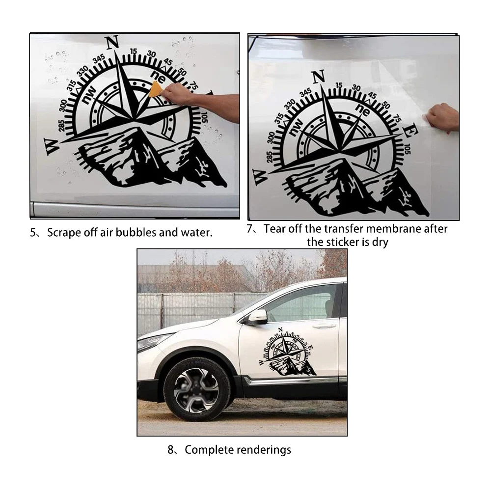1Pcs Car Off-Road SUV Side Body Sticker Compass Mountain Decals Sticker for SUV Off-Road Jeep Waterproof ford