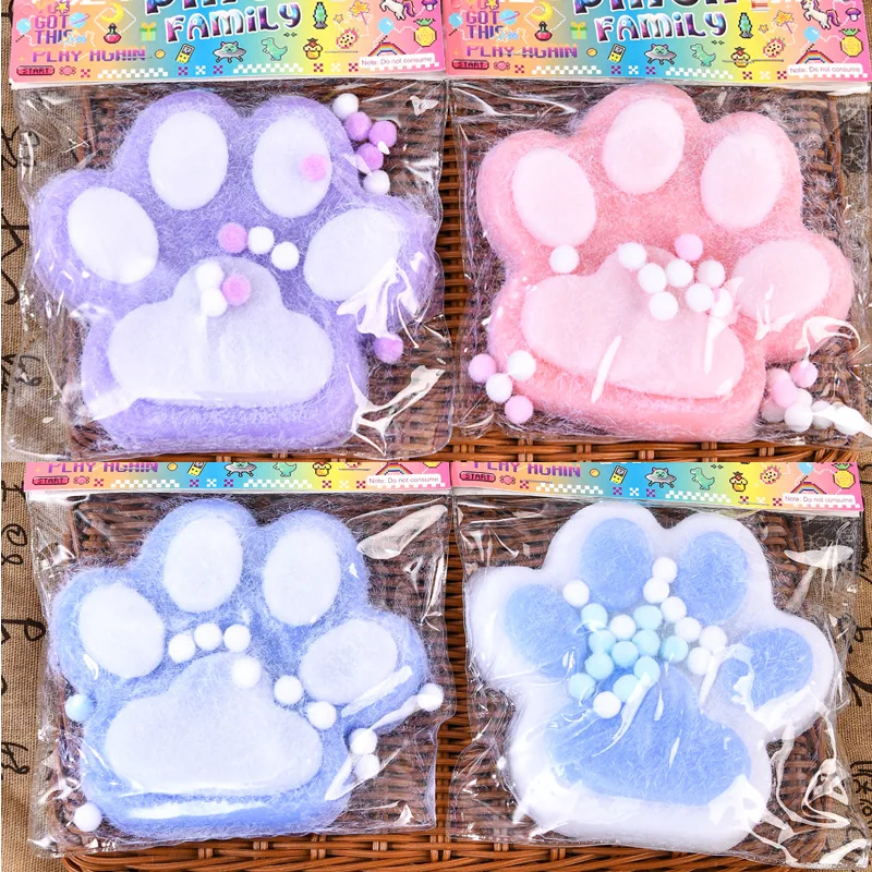 Dropshipping juguete antiestrés Mini juguetes blandos Kawaii felpa suave pata de gato cubo de silicona transparente alivio del estrés juguete para apretar