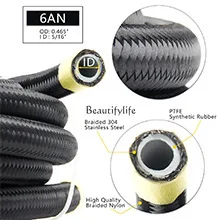 

2 Cross-border hot-selling PTFE material 7.6 meters nylon braided fuel pipe AN6 YouTube connector mounting rod combination kit