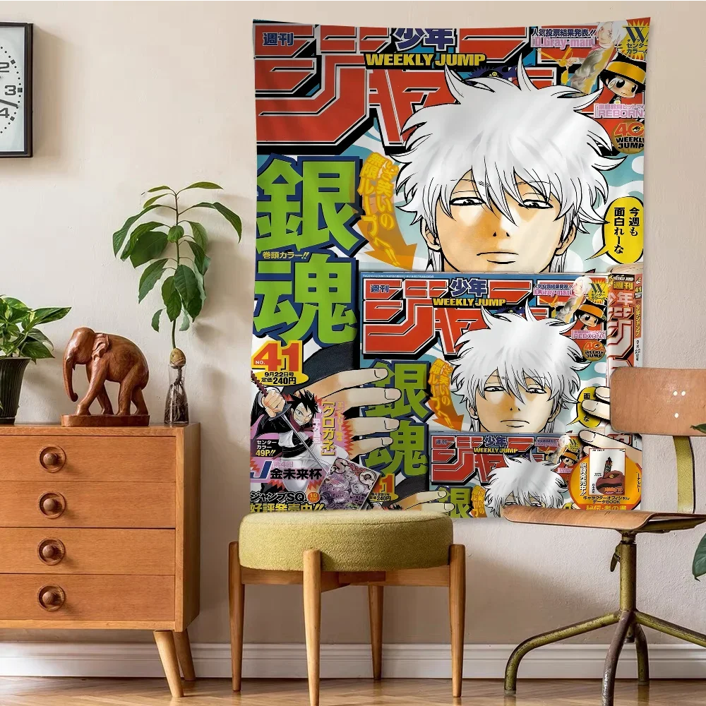 Japanese Anime Gintama Printed Large Wall Tapestry Indian Buddha Wall Decoration Witchcraft Bohemian Hippie Decor Blanket