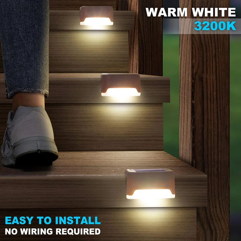 4-32 Pack Outdoor LED Solar Step Lamp Path Stair Garden Lights IP65 Waterproof Balcony Light Decoration for Patio Fence Light image 5