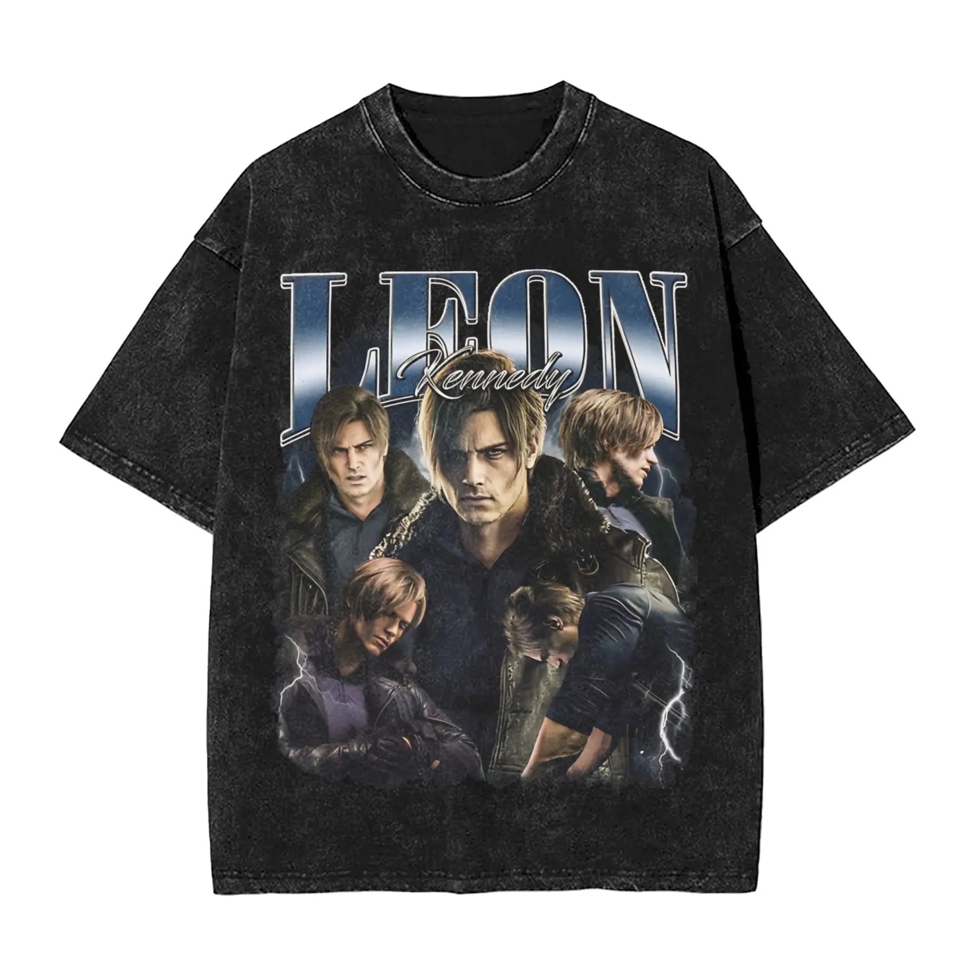 Leon Kennedy Resident Evil 9 requiem T-Shirts for Men 100% Cotton Tee Shirt Crewneck Short Sleeve T Shirts Gift Clothes
