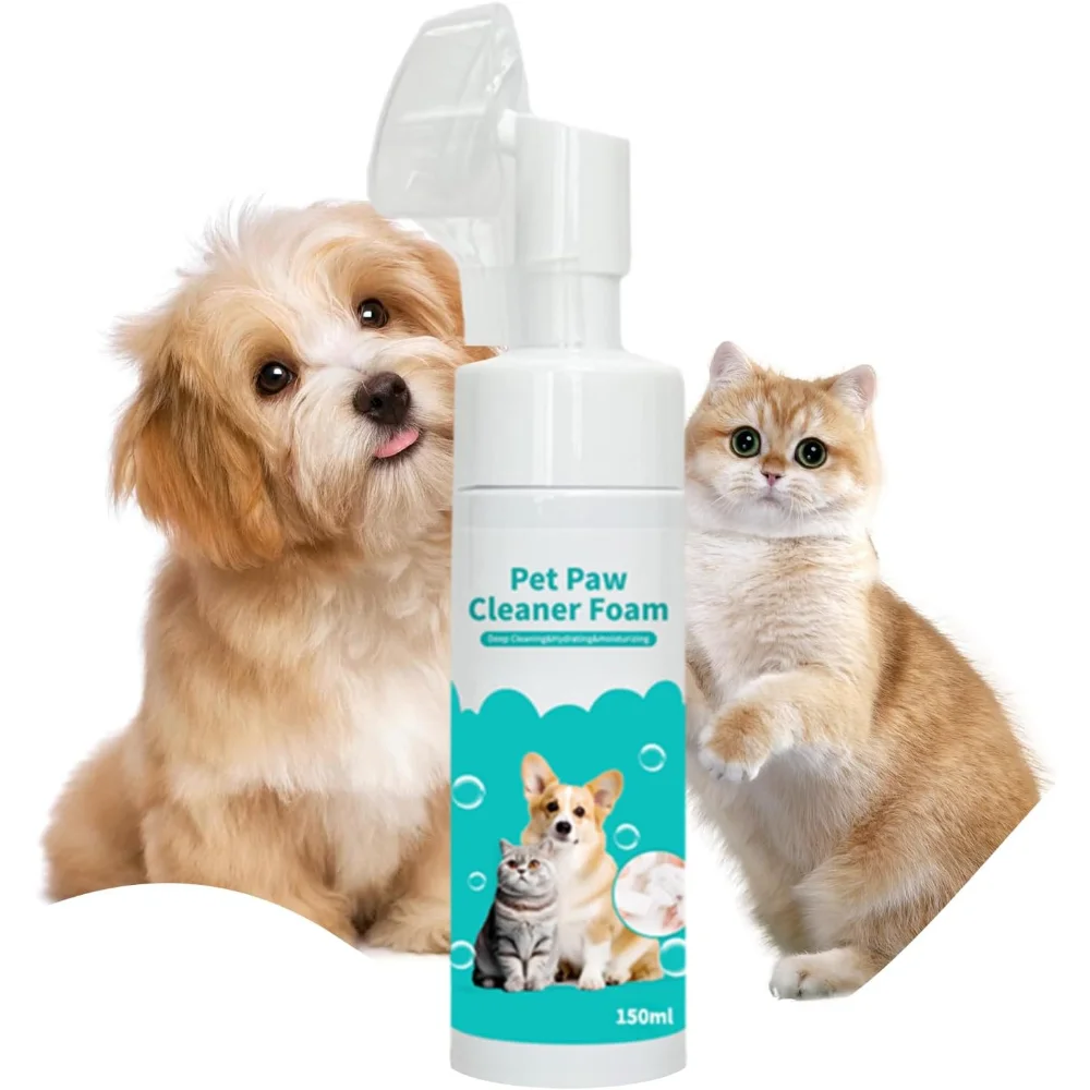 Paw Cleaner for Dogs & Cats – No-Rinse Foaming Cleanser with Cucumber Extract, Plant-Based Formula, Removes Stains & Odors