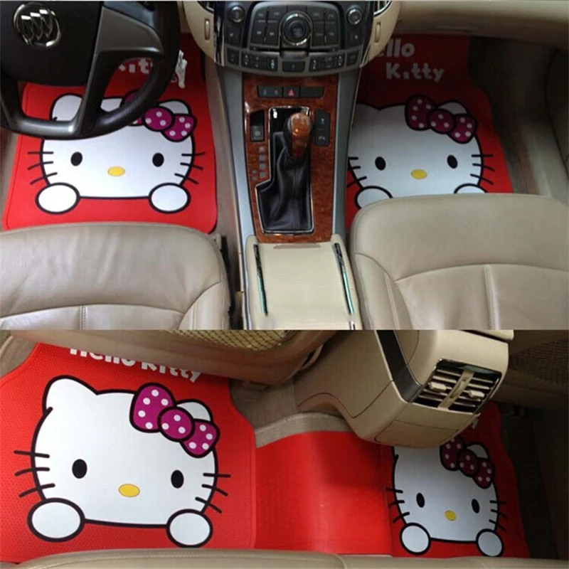 Sanrio Kawaii Hello Kitty Car Floor Mat Cartoon Latex Car Interior Non-slip Floor Mat Car Accessories Single Foot Mat Auto Parts