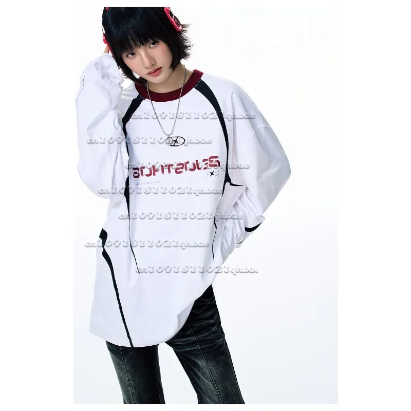 

Быстросохнущая футболка с длинными рукавами в американском стиле ретро с 3D принтом для мужчин и женщин, свободный повседневный универсальный топ