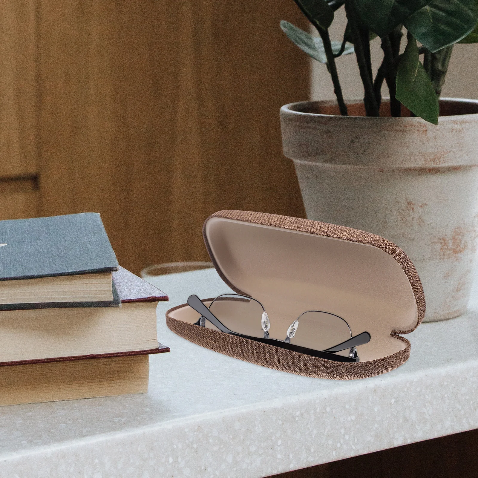 

1pc Eyeglasses Case Retro Style Compact Lightweight Sunglasses Box Eyewear Linen Glasses Case Protector For Kids Adults Khaki