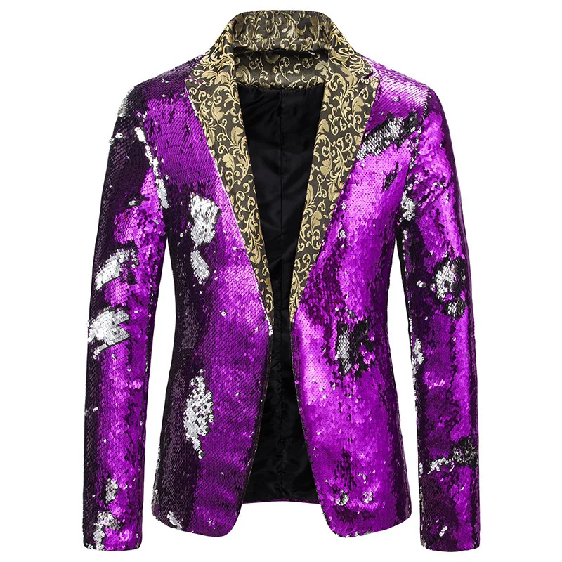 Fashion Singer Luxury Stage Performance Sequined Suit One Button Jacket New Men Wedding Dance Party Bar KTV Trendy Blazer Coat